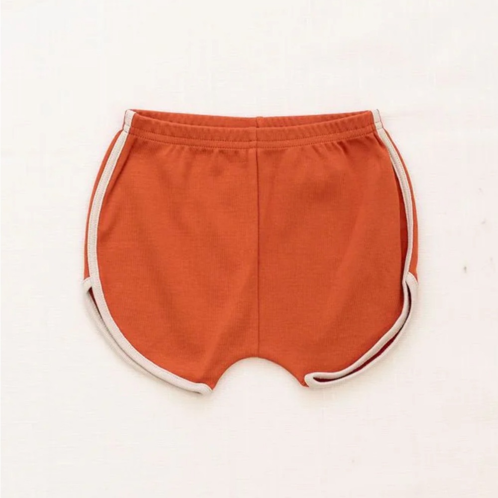 Fin and Vince retro track shorts baby toddler organic cotton red rock / oatmeal